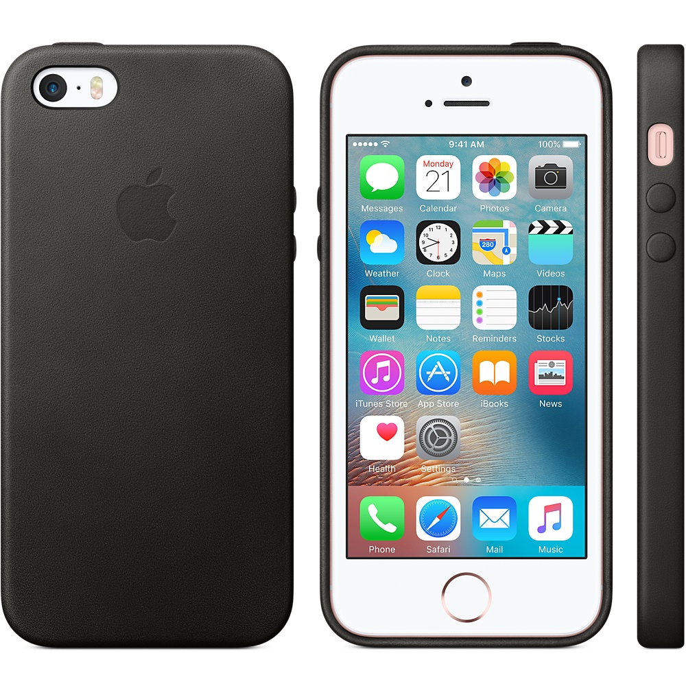 Кожаный чехол Apple Leather Case Black (MMHH2ZM/A) для iPhone 5S/SE