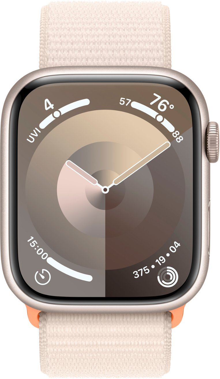 Умные часы Apple Watch Series 9 GPS, 45mm Starlight Aluminium Case with Starlight Sport Loop