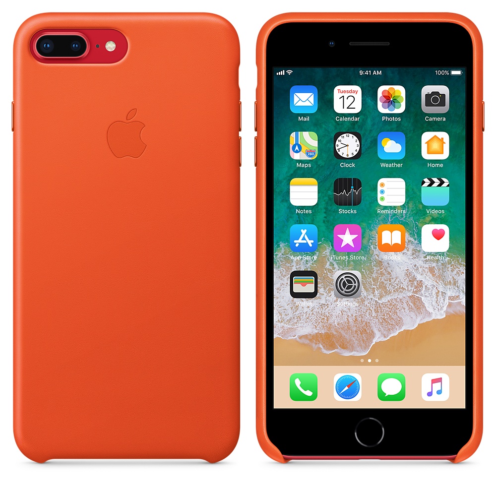 Кожаный чехол Apple iPhone 8 Plus Leather Case Bright Orange (MRGD2ZM/A) для iPhone 7 Plus/iPhone 8 Plus