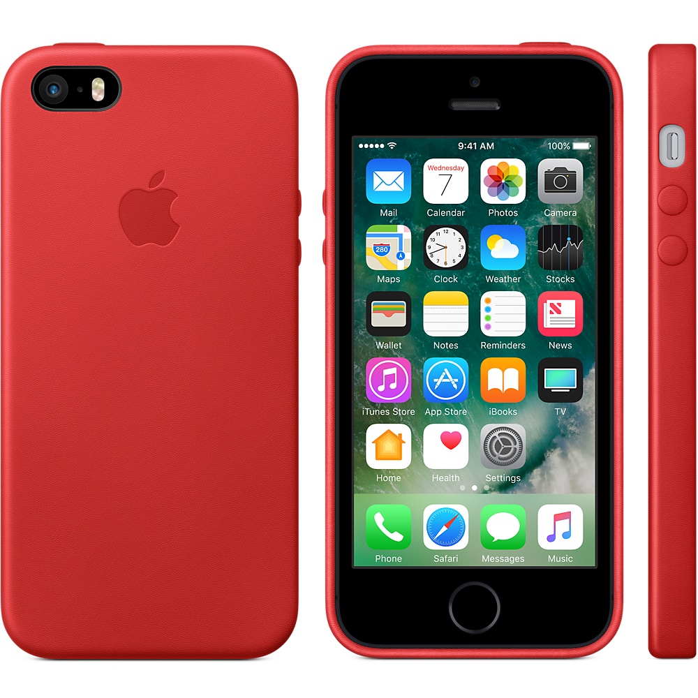 Кожаный чехол Apple Leather Case Red (MNYV2ZM/A) для iPhone 5S/SE