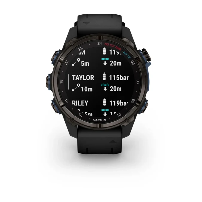 Умные часы Garmin Descent Mk3i – 43 mm Carbon grey DLC titanium with black silicone band (010-02753-11)