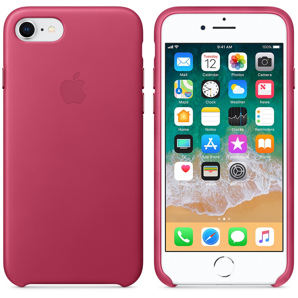Кожаный чехол Apple iPhone 8 Leather Case Pink Fuchsia (MQHG2ZM/A) для iPhone 7/iPhone 8/SE (2020)