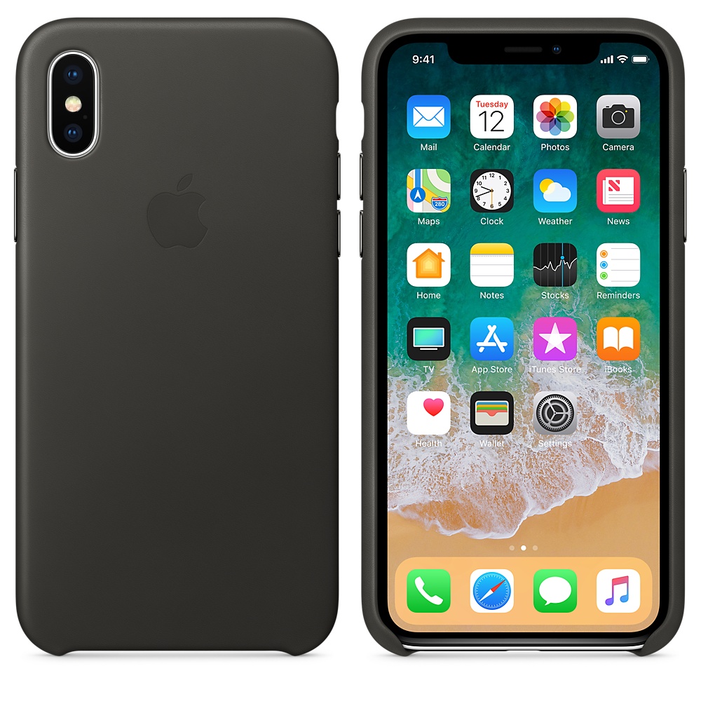 Кожаный чехол Apple iPhone X Leather Case - Charcoal Gray (MQTF2ZM/A) для iPhone X