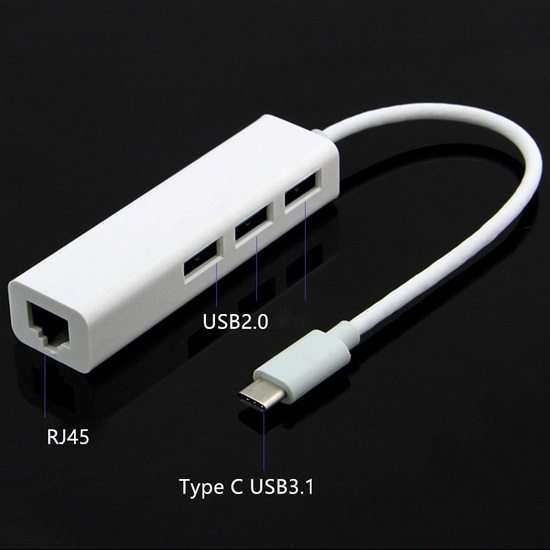 Переходник USB C-type - 3xUSB+Ethernet (Hub)