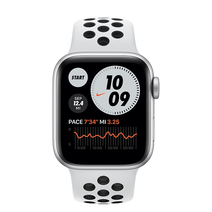 Часы Apple Watch Series SE GPS 40mm Aluminum Case with Nike Sport Band (MKQ23) (Silver Aluminum Case with Pure Platinum/Black Nike Sport Band)