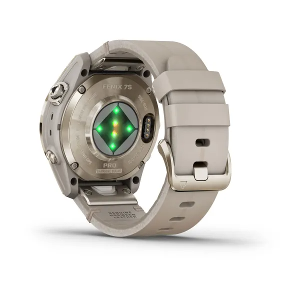 Умные часы Garmin fenix 7S Pro – Sapphire Solar Edition Soft Gold with Limestone Leather Band (010-02776-30)