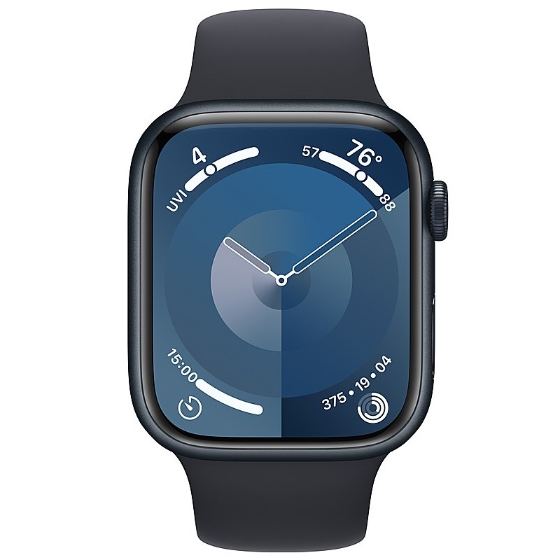 Умные часы Apple Watch Series 9 GPS, 45mm Midnight Aluminium Case with Midnight Sport Band - M/L