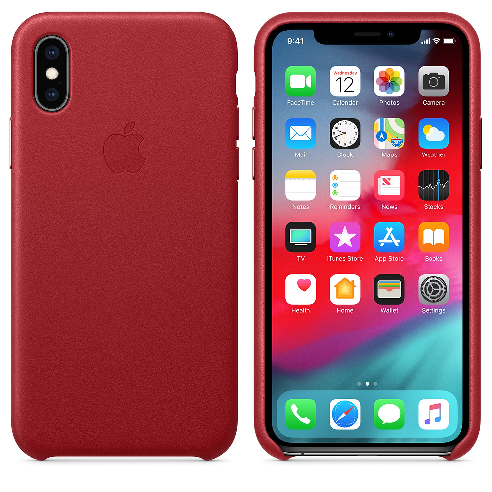 Кожаный чехол Apple iPhone XS Leather Case - (PRODUCT)RED (MRWK2ZM/A) для iPhone XS
