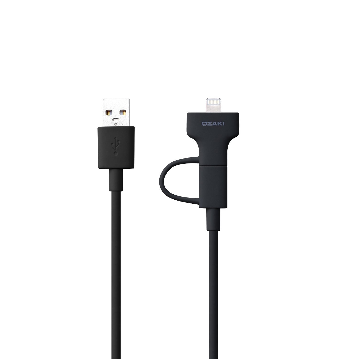 Кабель зарядки Ozaki O!tool Combo Cable Lightning + MicroUSB Black для iPhone/iPad/iPod