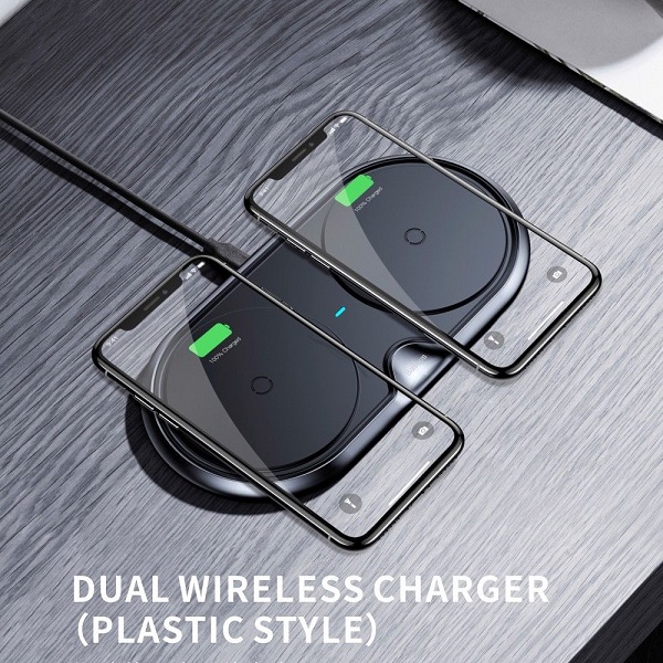 Сетевая зарядка Baseus Dual Wireless Charger (plastic style) Black (WXSJK-01)