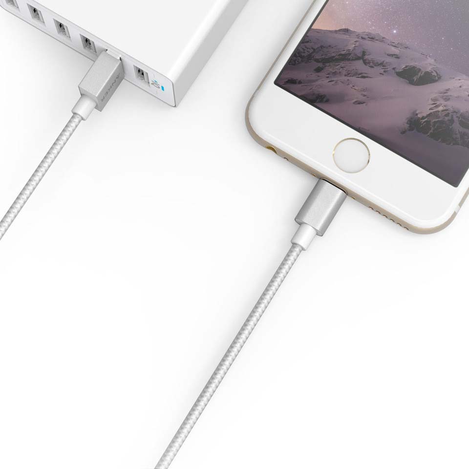 Кабель зарядки Anker Nylon Lightning 1.8m Silver для iPhone/iPad/iPod