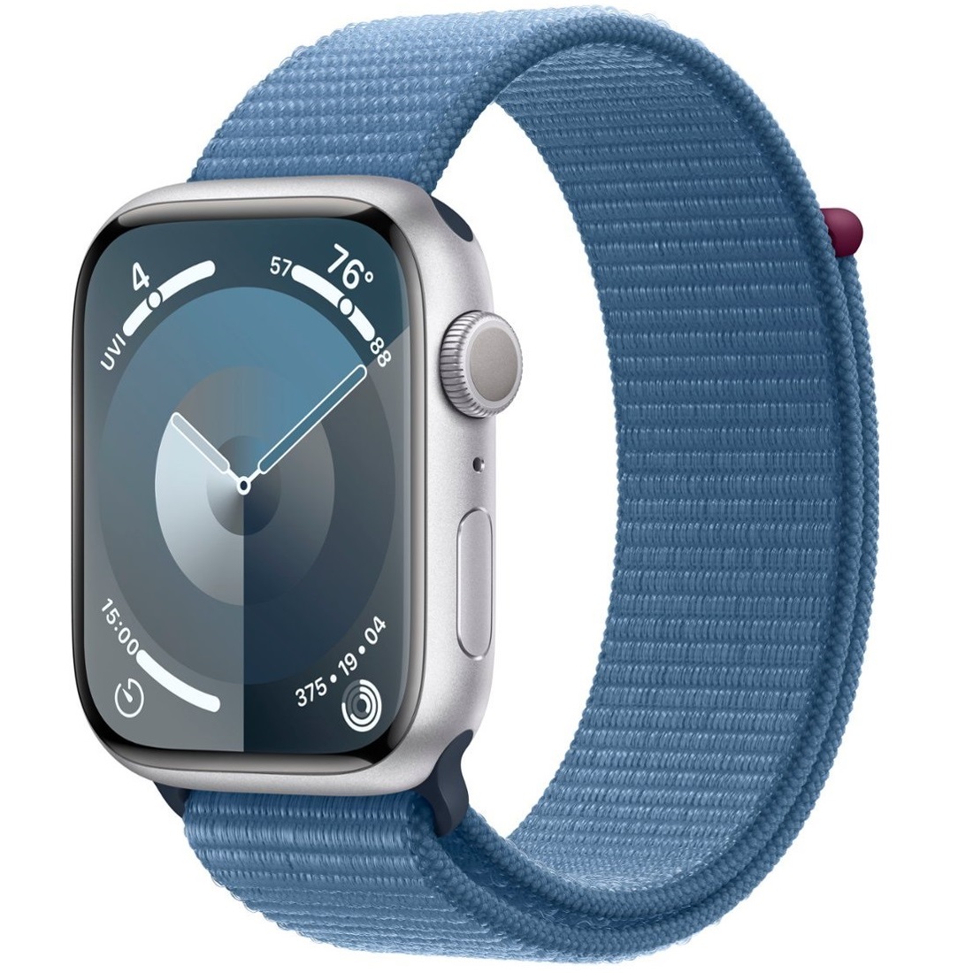 Умные часы Apple Watch Series 9 GPS, 45mm Silver Aluminium Case with Winter Blue Sport Loop