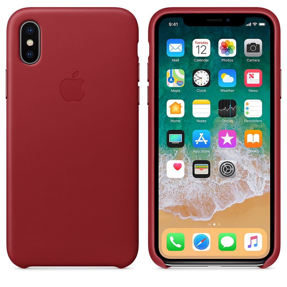 Кожаный чехол Apple iPhone X Leather Case - Red (PRODUCT) (MQTE2ZM/A) для iPhone X