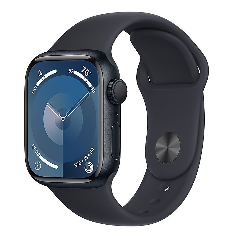 Умные часы Apple Watch Series 9 GPS, 41mm Midnight Aluminium Case with Midnight Sport Band - S/M