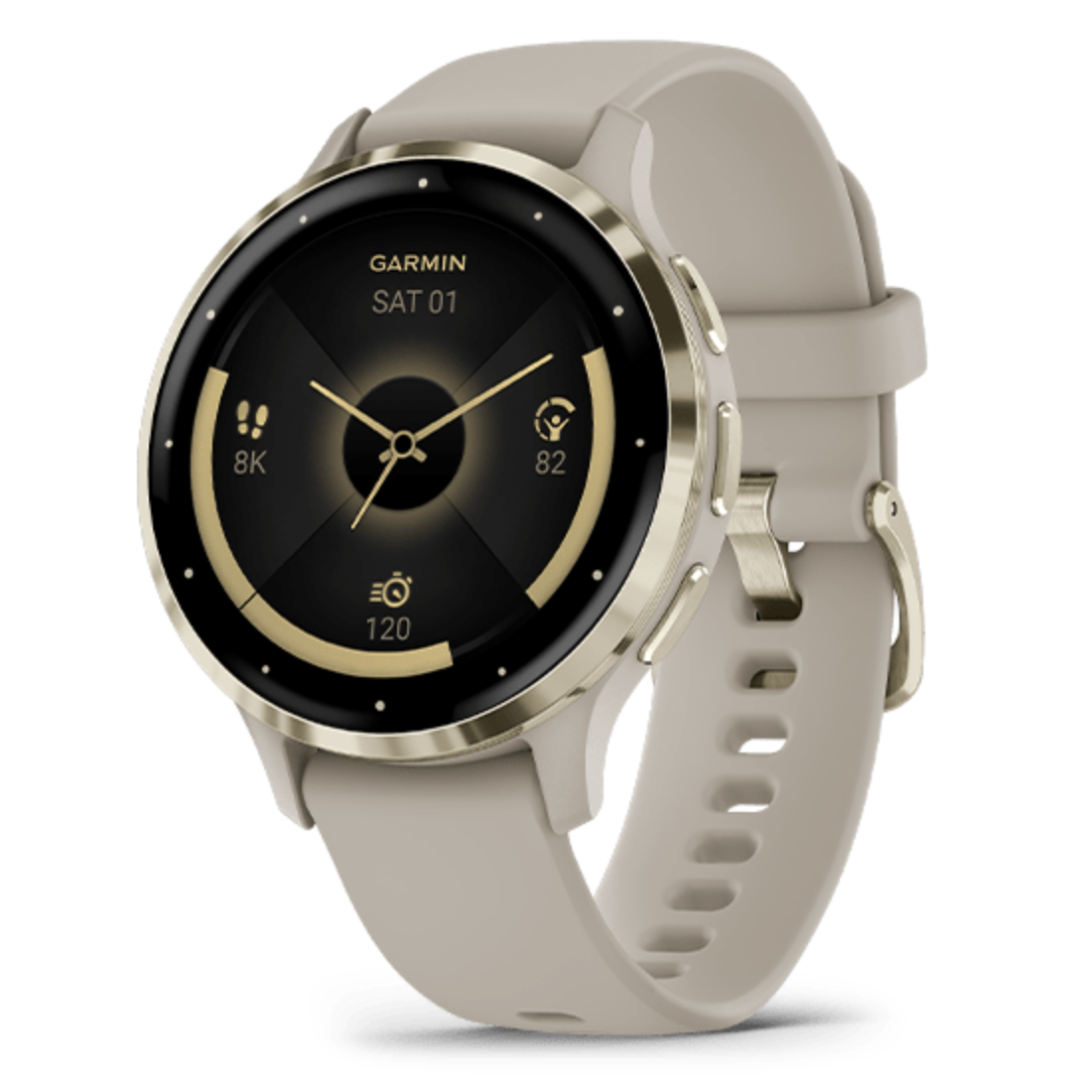 Умные часы Garmin Venu 3S Soft gold stainless steel bezel with French grey case and silicone band (010-02785-02)