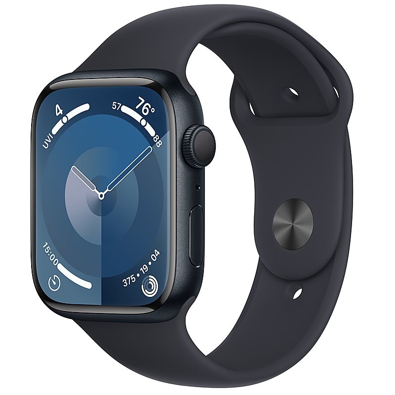 Умные часы Apple Watch Series 9 GPS, 45mm Midnight Aluminium Case with Midnight Sport Band - S/M