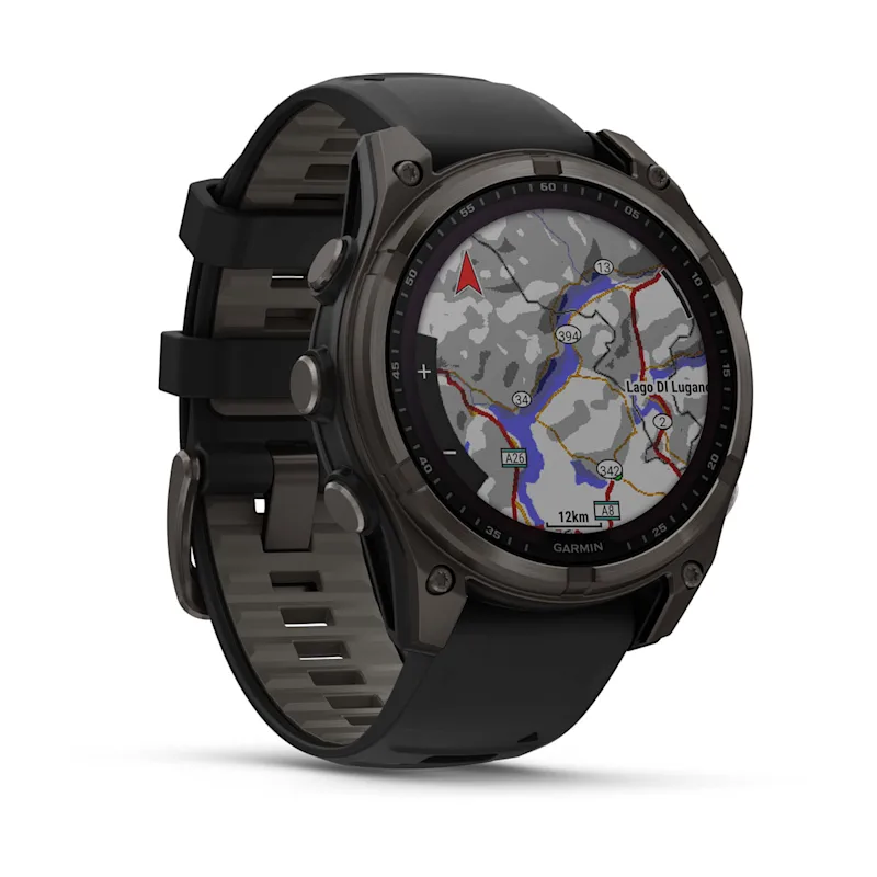 Умные часы Garmin fenix 8 – 47 mm Solar Sapphire carbon gray DLC titanium with black/pebble gray silicone (010-02906-11)