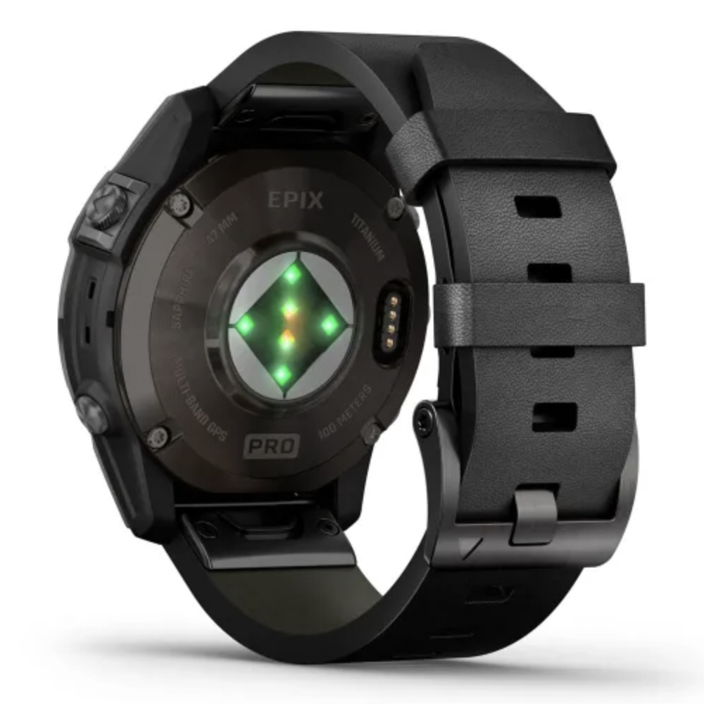 Умные часы Garmin epix Pro (Gen 2) – Sapphire Edition - 47 mm Carbon Grey DLC Titanium with Black Leather Band (010-02803-30)