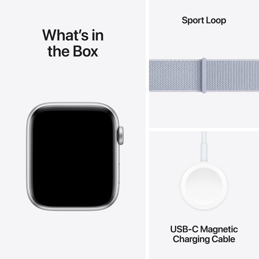 Умные часы Apple Watch Series SE 2024 Gen 2 44mm Aluminium Case, Silver/Blue Cloud Sport Loop