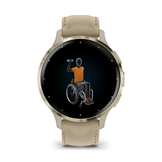 Умные часы Garmin Venu 3S Soft gold stainless steel bezel with French grey case and leather band (010-02785-55)