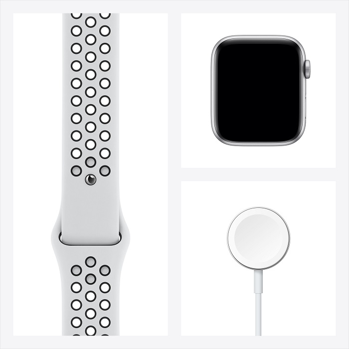 Часы Apple Watch Series 6 GPS 44mm Aluminum Case with Nike Sport Band (MG293RU/A) (Silver Aluminum Case with Pure Platinum/Black Nike Sport Band)