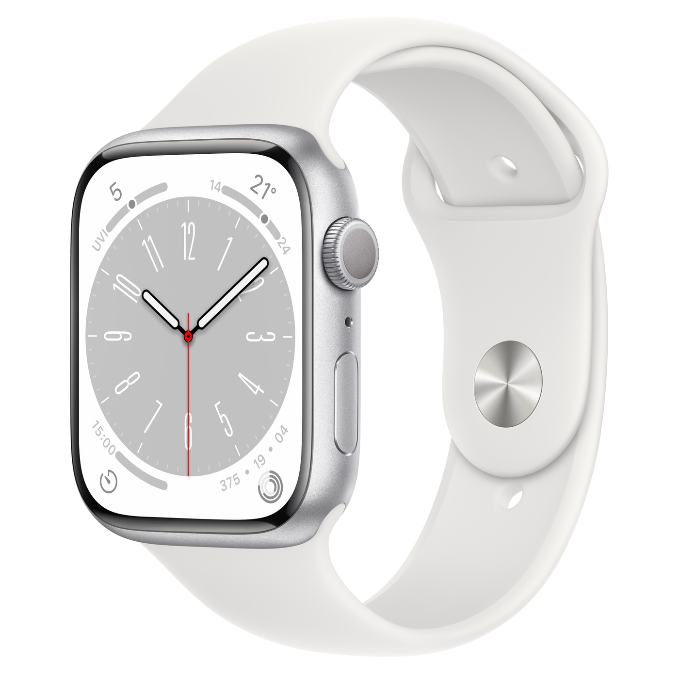 Умные часы Apple Watch Series 8 45 мм Aluminium Case, Silver/White S/M Sport Band