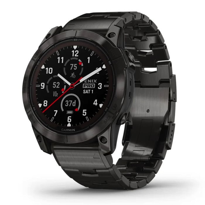 Умные часы Garmin fenix 7X Pro – Sapphire Solar Edition Carbon Gray DLC Titanium with Vented Titanium Bracelet (010-02778-30)