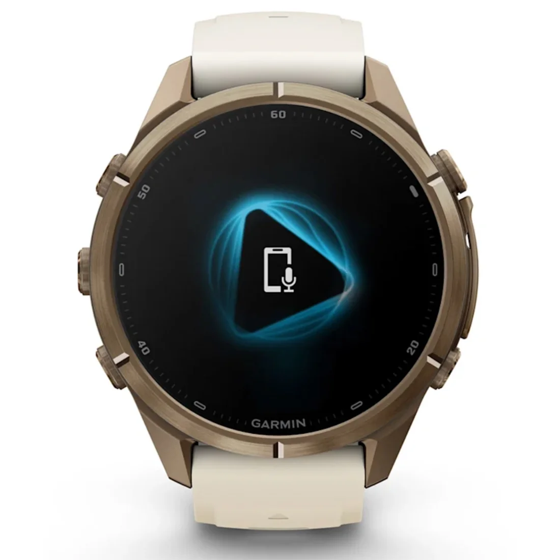 Умные часы Garmin fenix 9 Pro - 43 mm inReach Autumn Gold Titanium with Cream/French Grey Silicone Band (010-04335-21)