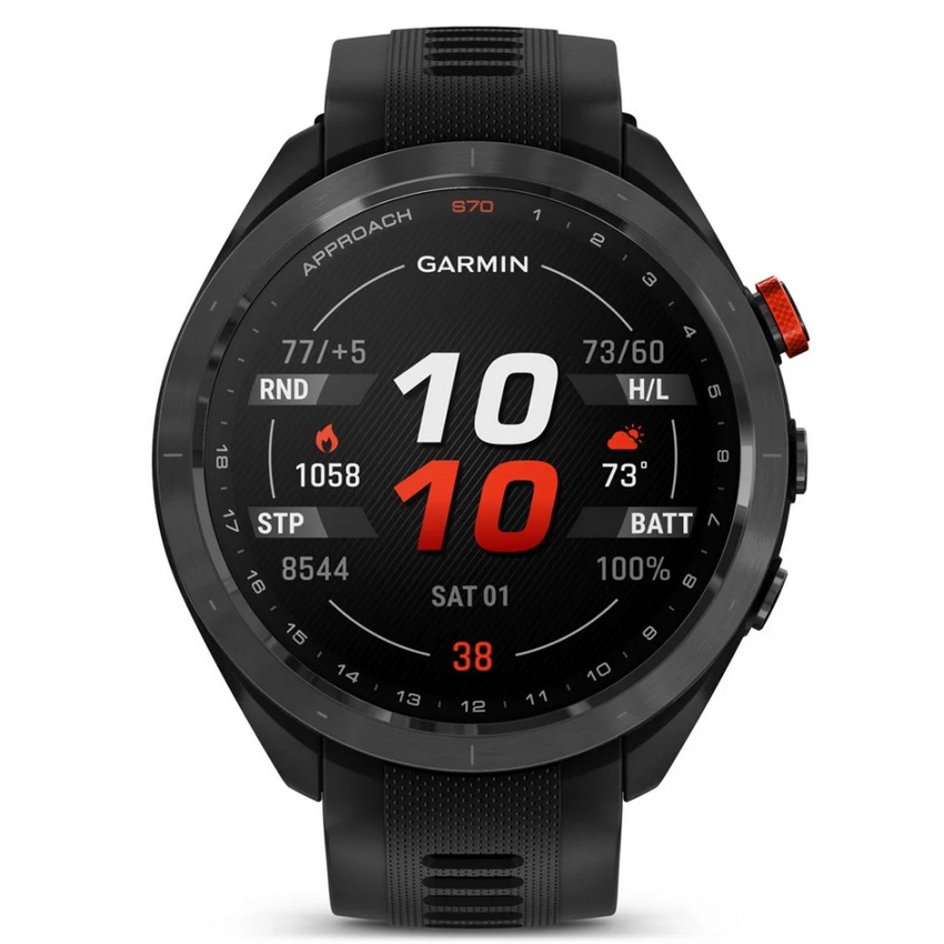 Умные часы Garmin Approach S70 - 47 mm Black Ceramic Bezel with Black Silicone Band (010-02746-12)