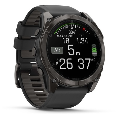 Умные часы Garmin fenix 8 – 51 mm AMOLED Sapphire carbon gray DLC titanium with black/pebble gray silicone (010-02905-21)
