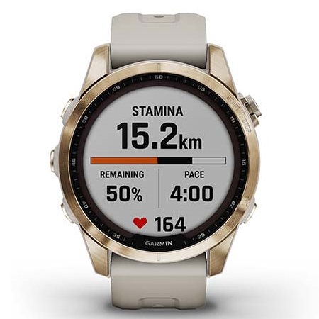 Умные часы Garmin fenix 7S – Sapphire Solar Edition Cream Gold Titanium with Light Sand Band (010-02539-21)