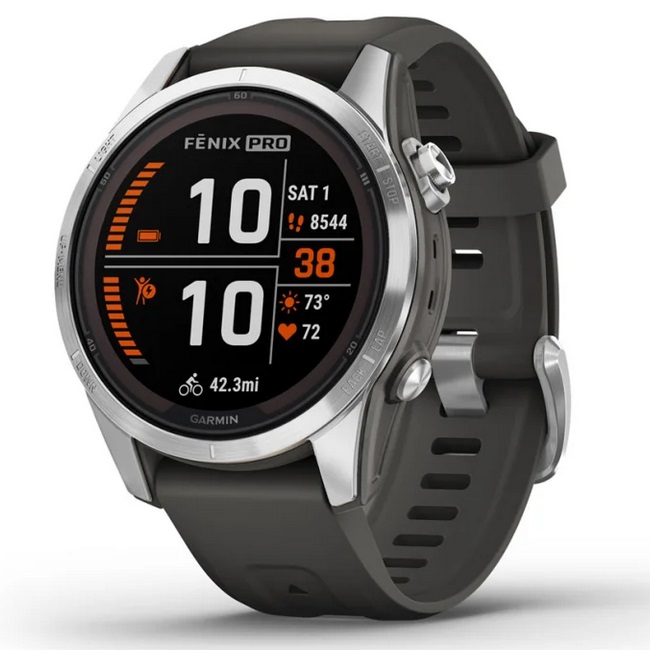 Умные часы Garmin fenix 7S Pro – Solar Edition Silver with Graphite Band (010-02776-01)