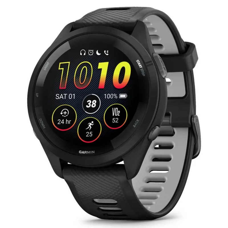 Умные часы Garmin Forerunner 265 Black Bezel and Case with Black/Powder Gray Silicone Band (010-02810-10)