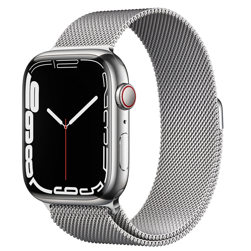 Часы Apple Watch Series 7 GPS + Cellular 45mm (MKJW3) (Silver Stainless Steel Case with Milanese Loop)