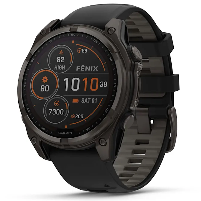 Умные часы Garmin fenix 8 – 47 mm Solar Sapphire carbon gray DLC titanium with black/pebble gray silicone (010-02906-11)