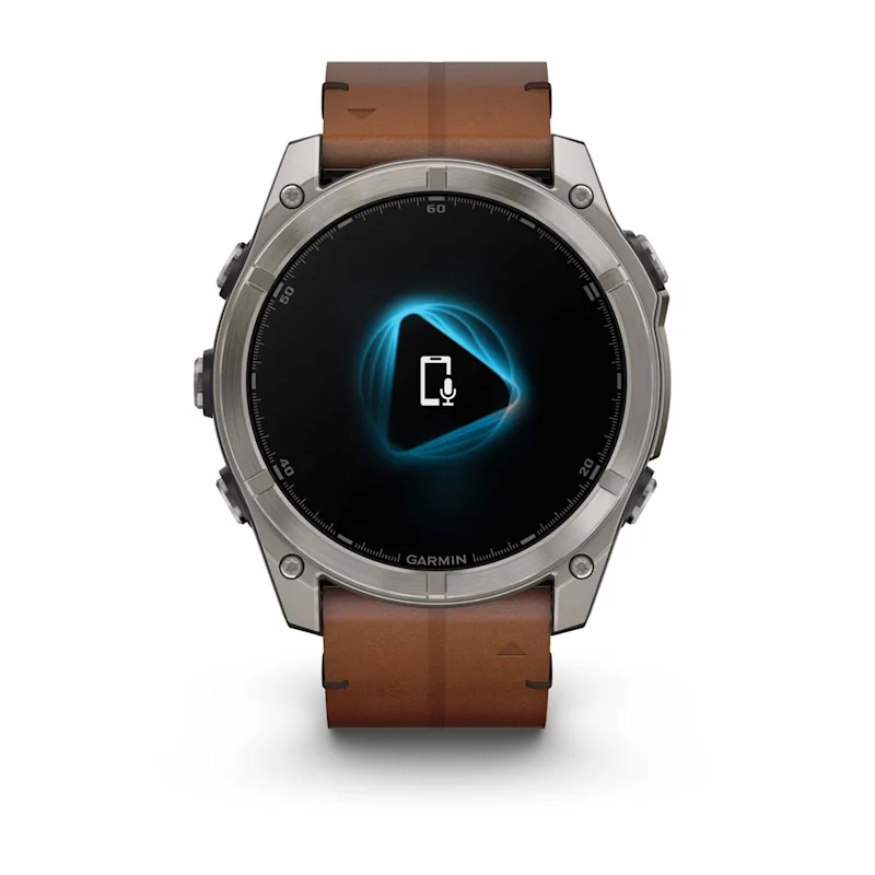 Умные часы Garmin fenix 8 – 51 mm AMOLED Sapphire bare titanium, black with a chestnut leather band (010-02905-40)