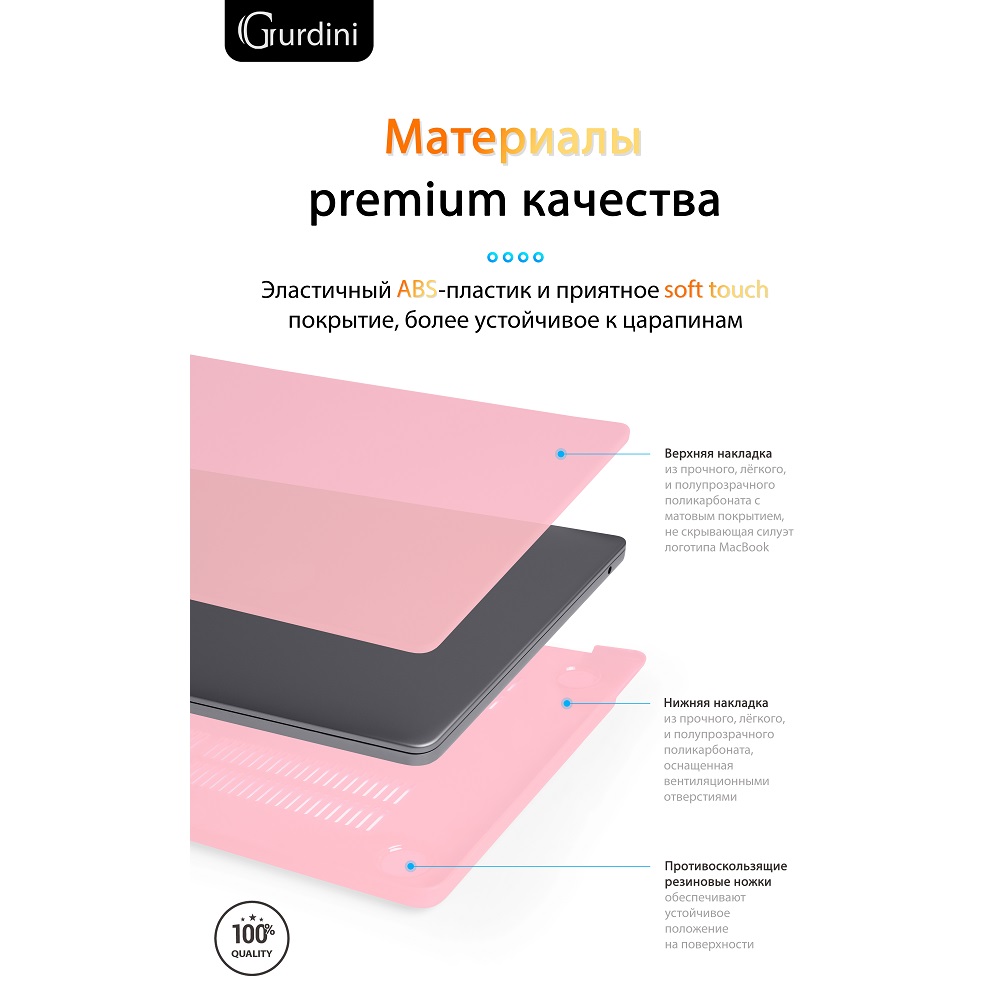 Чехол-накладка Gurdini HardShell Case Matte Pink для Apple MacBook Air 13.6 2022