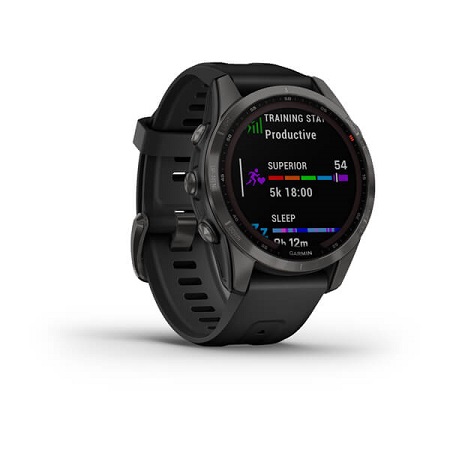 Умные часы Garmin fenix 7S – Sapphire Solar Edition Carbon Grey DLC Titanium with Black Band (010-02539-25)