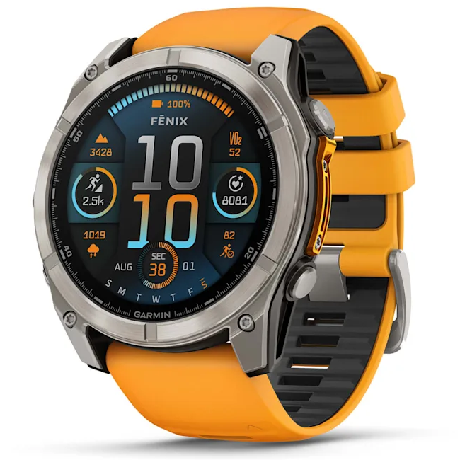 Умные часы Garmin fenix 8 – 51 mm AMOLED Sapphire titanium with a spark orange/graphite silicone band (010-02905-11)