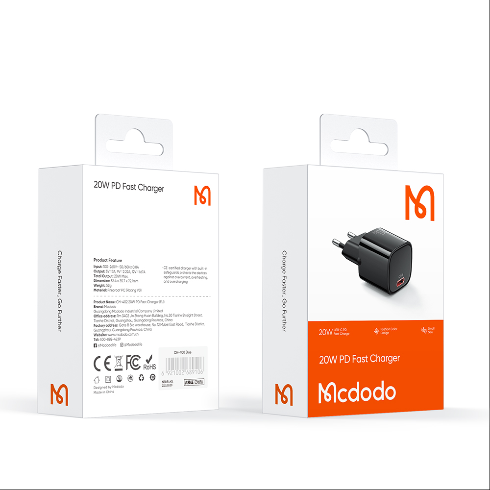 Сетевое зарядное устройство Mcdodo 20W Nano Series Black
