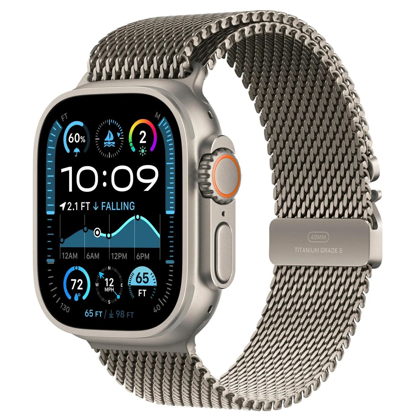 Умные часы Apple Watch Ultra 2 GPS + Cellular, 49mm Natural Titanium Case with Natural Titanium Milanese Loop - Medium
