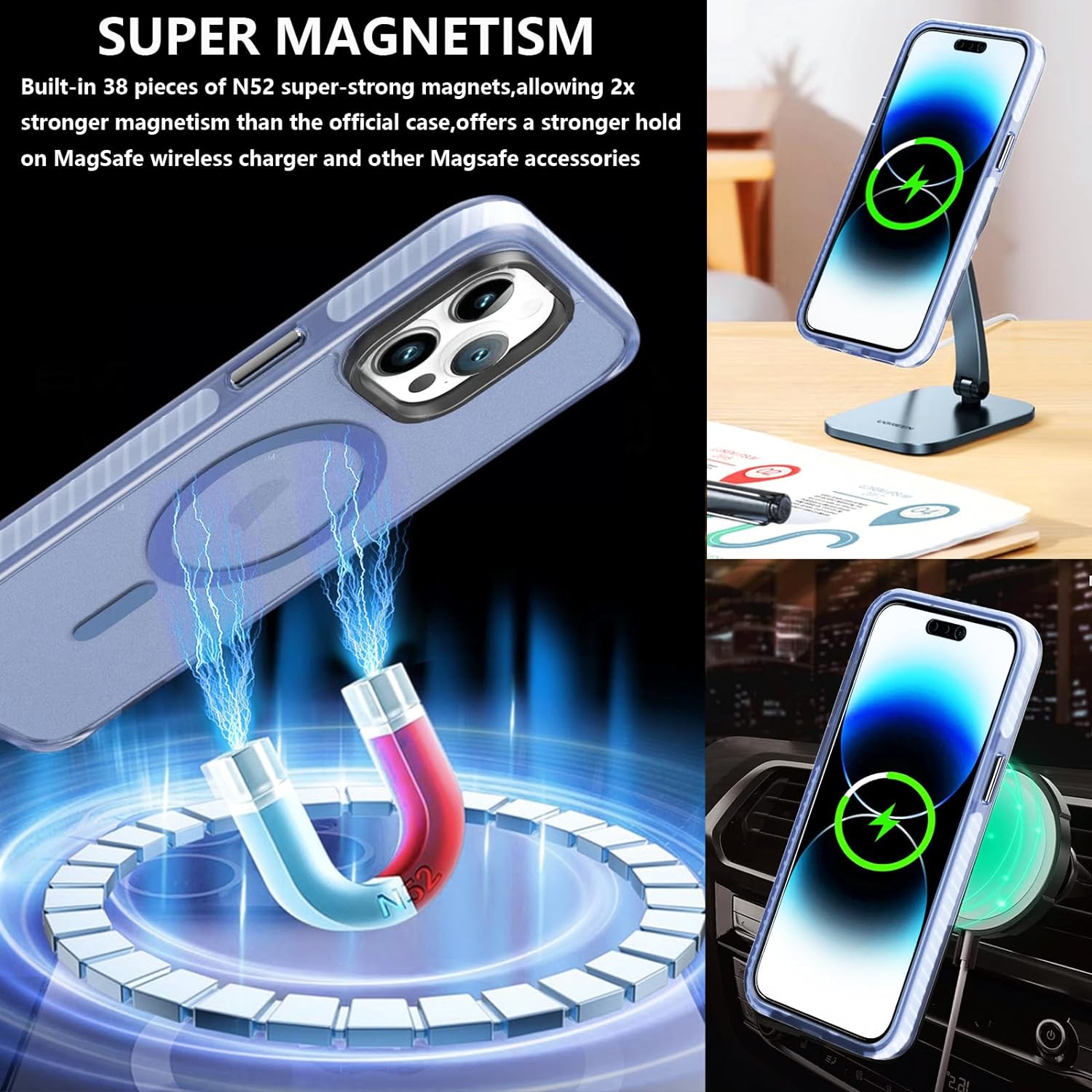 Чехол Gurdini Nano Series with Magsafe Blue для iPhone 15 Pro Max