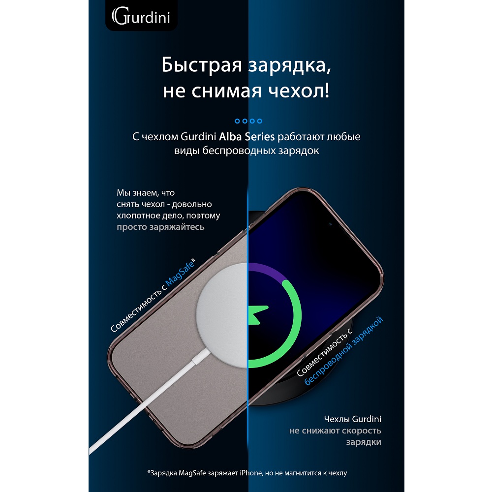 Чехол Gurdini Alba Series для iPhone 13 Pro Protective smoke