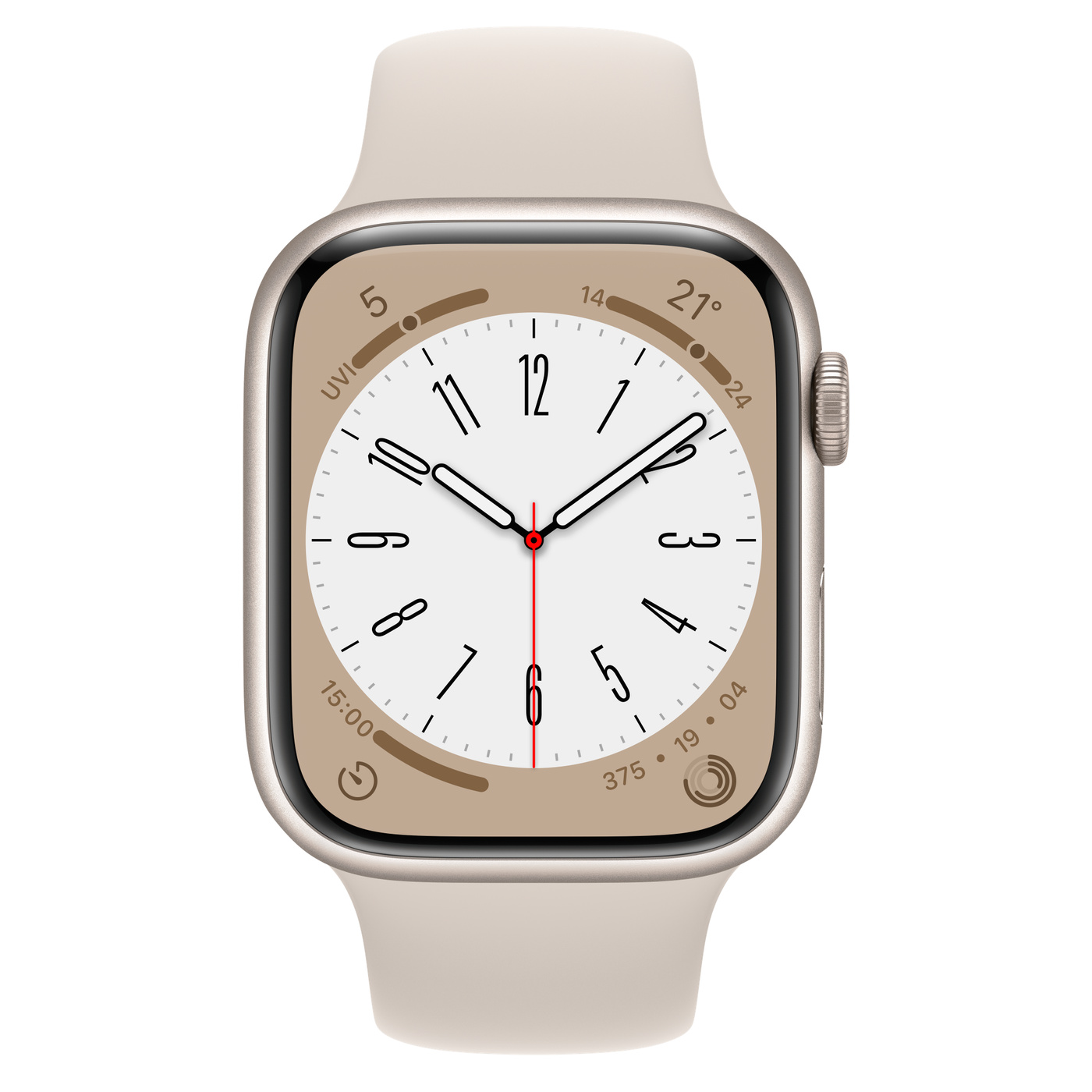 Умные часы Apple Watch Series 8 45 мм Aluminium Case, Starlight/Starlight S/M Sport Band
