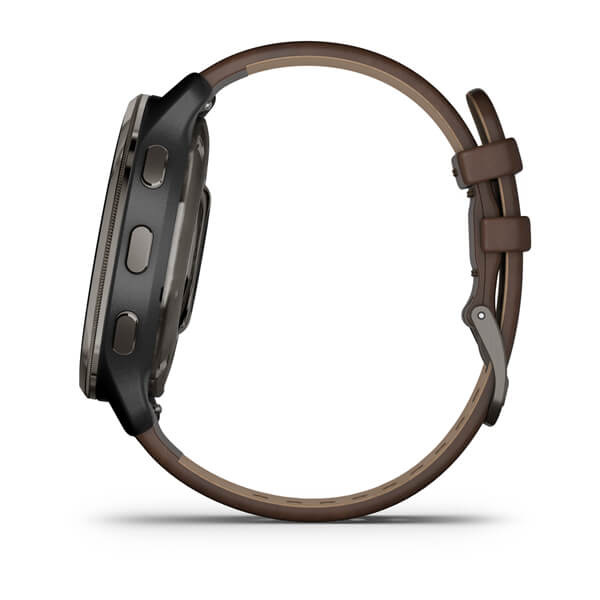 Умные часы Garmin Venu 2 Plus Slate Stainless Steel Bezel With Slate Case And Brown Leather Band (010-02496-15)