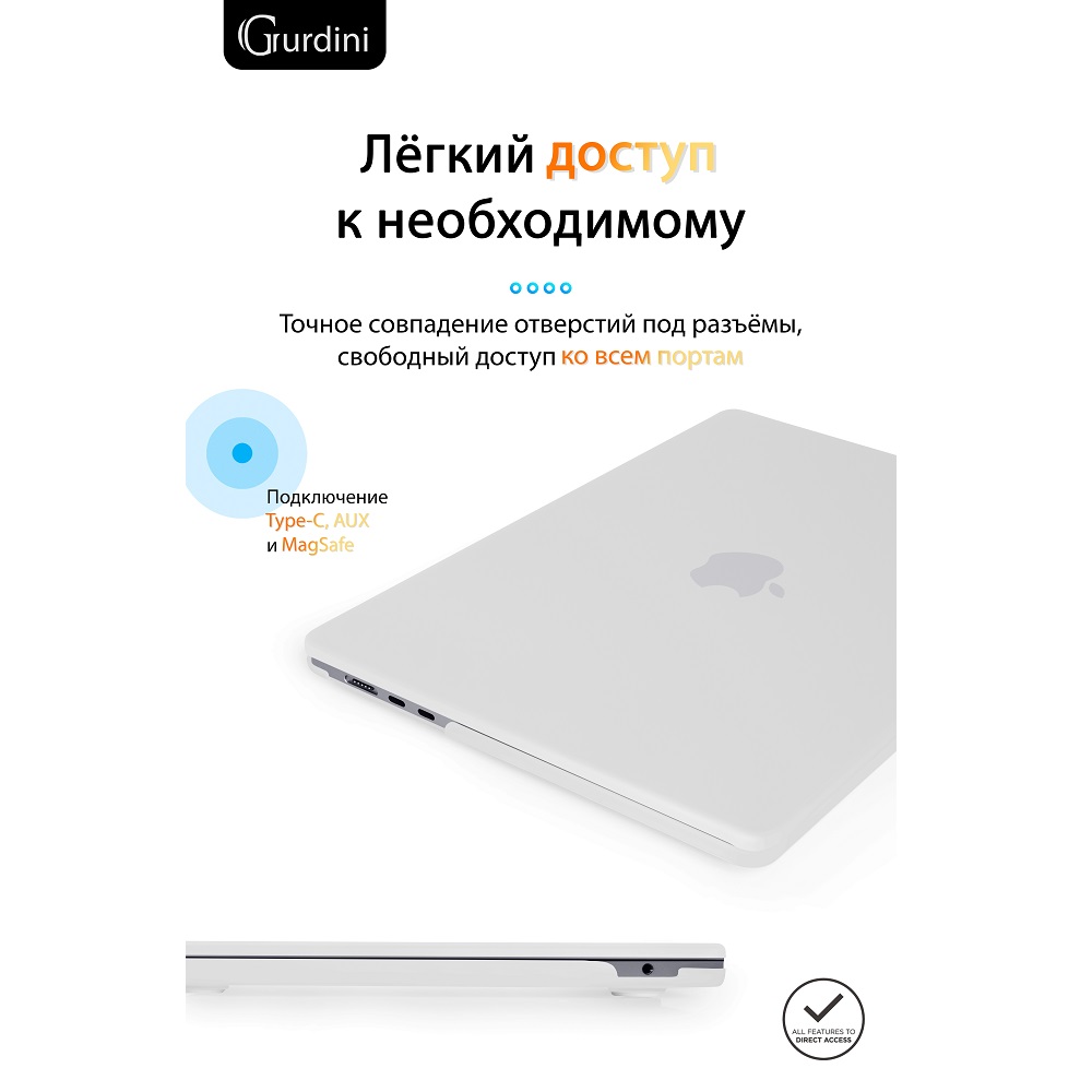 Чехол-накладка Gurdini HardShell Case Matte White для Apple MacBook Air 13.6 2022