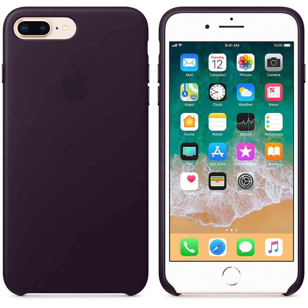 Кожаный чехол Apple iPhone 8 Plus Leather Case Dark Aubergine (MQHQ2ZM/A) для iPhone 7Plus/iPhone 8 Plus