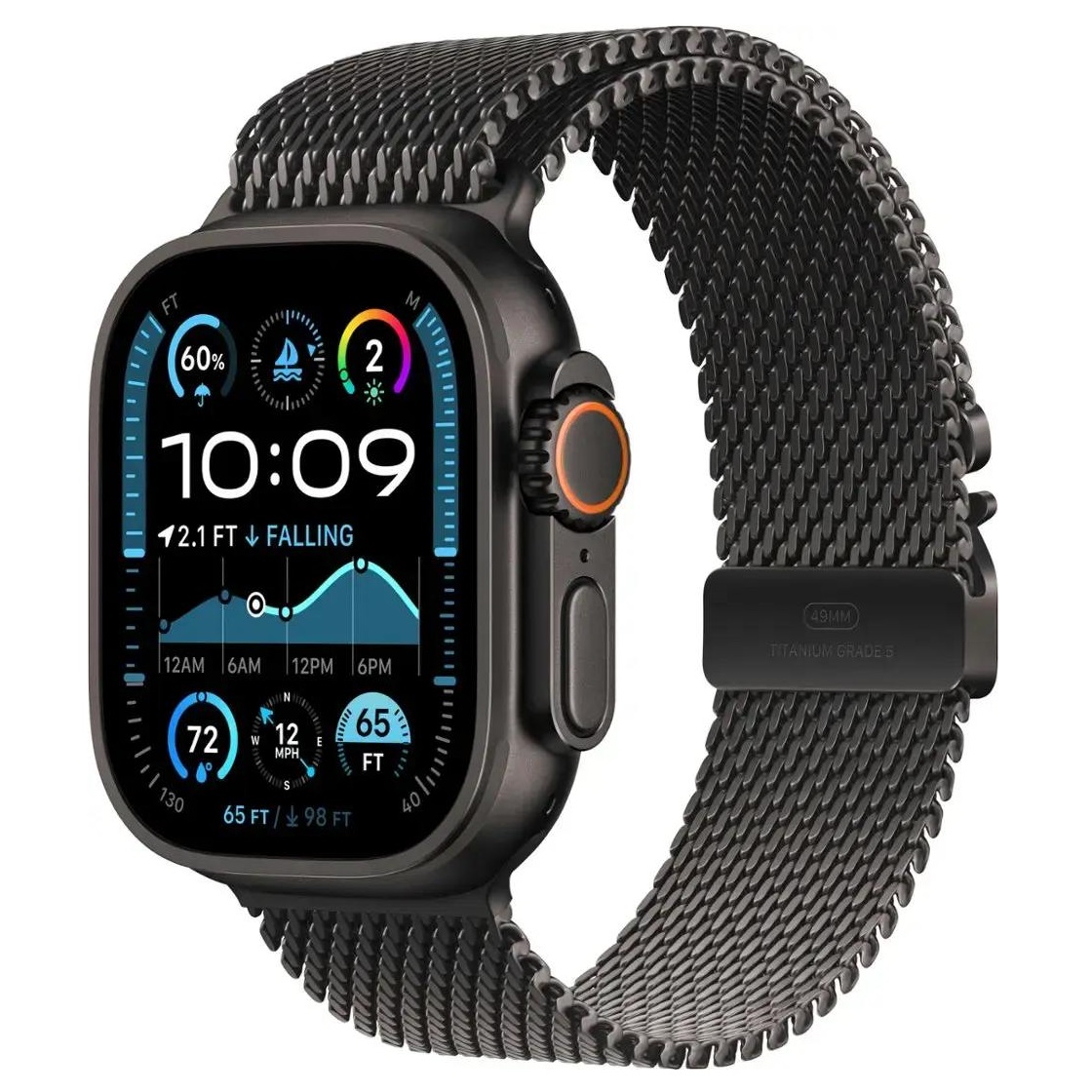 Умные часы Apple Watch Ultra 2 GPS + Cellular, 49mm Black Titanium Case with Black Titanium Milanese Loop - Medium