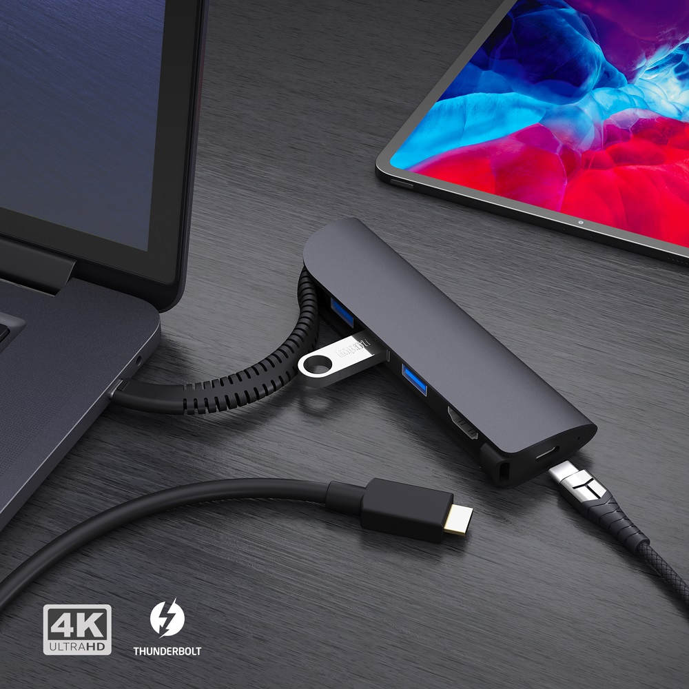 Переходник/многопортовый хаб с HDMI/мультипорт Deppa USB Type C для MacBook 5 в 1 (73125)