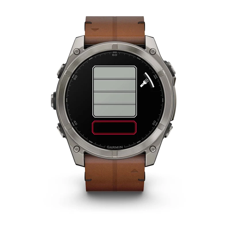 Умные часы Garmin fenix 8 – 51 mm AMOLED Sapphire bare titanium, black with a chestnut leather band (010-02905-40)